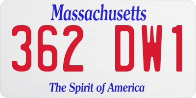 MA license plate 362DW1