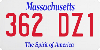 MA license plate 362DZ1