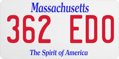 MA license plate 362ED0