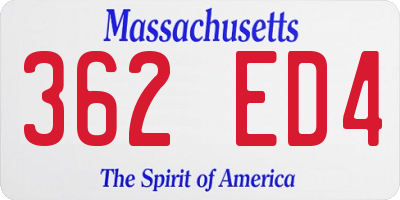 MA license plate 362ED4
