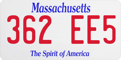 MA license plate 362EE5