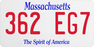 MA license plate 362EG7