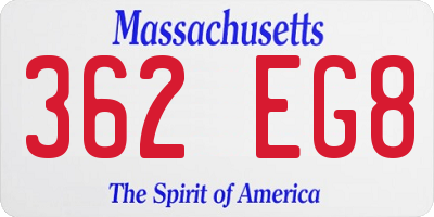MA license plate 362EG8