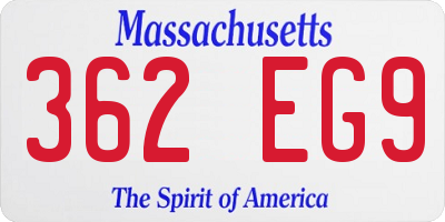 MA license plate 362EG9
