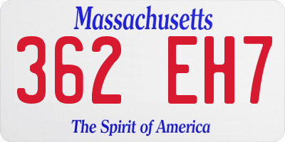 MA license plate 362EH7