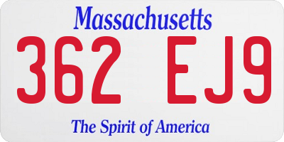 MA license plate 362EJ9