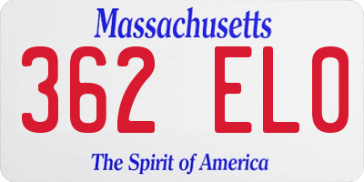MA license plate 362EL0