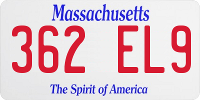 MA license plate 362EL9