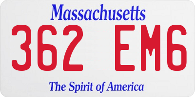 MA license plate 362EM6