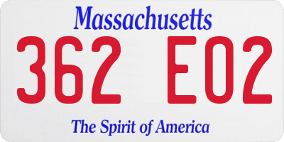 MA license plate 362EO2