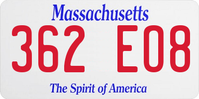 MA license plate 362EO8