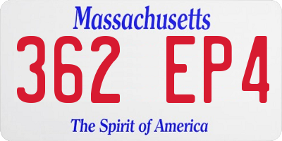 MA license plate 362EP4