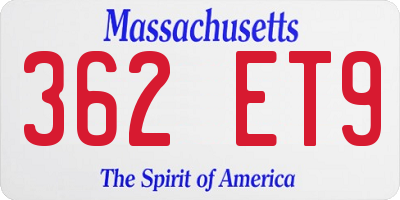 MA license plate 362ET9