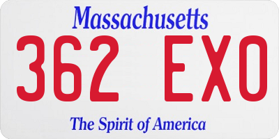 MA license plate 362EX0