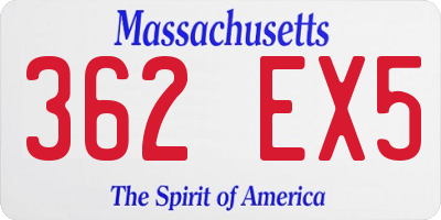 MA license plate 362EX5