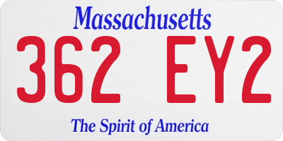 MA license plate 362EY2