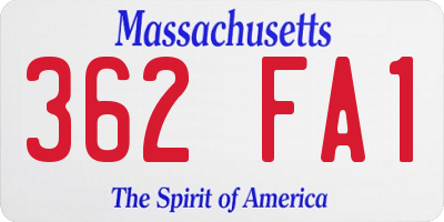 MA license plate 362FA1