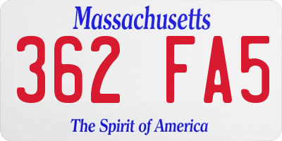 MA license plate 362FA5