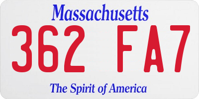 MA license plate 362FA7