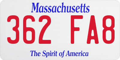 MA license plate 362FA8
