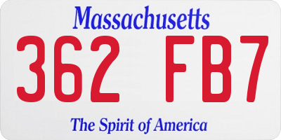 MA license plate 362FB7