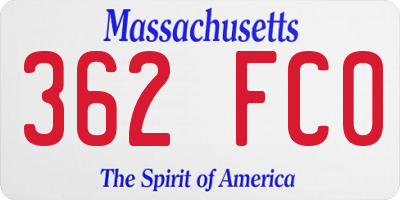 MA license plate 362FC0