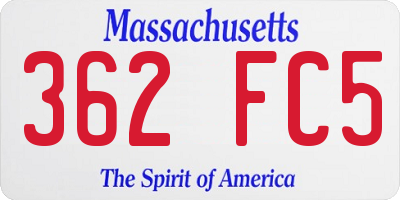 MA license plate 362FC5