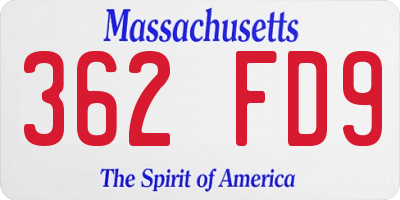 MA license plate 362FD9
