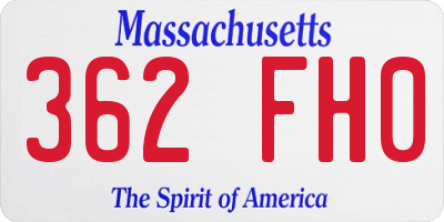 MA license plate 362FH0