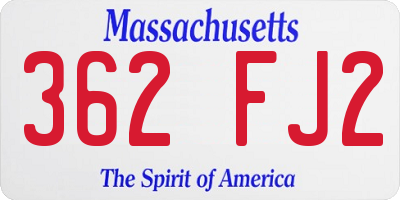 MA license plate 362FJ2