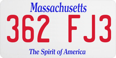 MA license plate 362FJ3