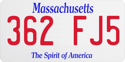 MA license plate 362FJ5