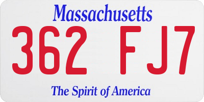 MA license plate 362FJ7