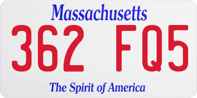 MA license plate 362FQ5