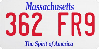 MA license plate 362FR9