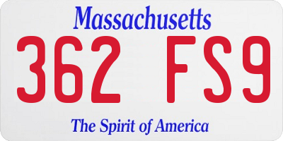 MA license plate 362FS9