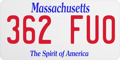 MA license plate 362FU0