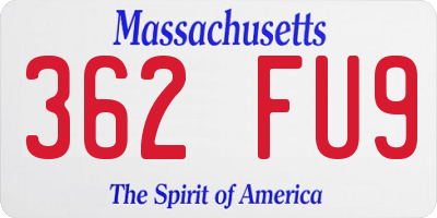 MA license plate 362FU9
