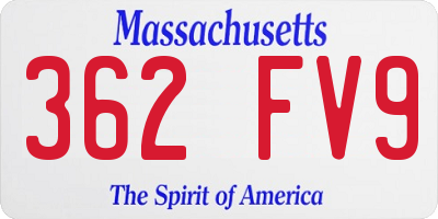 MA license plate 362FV9