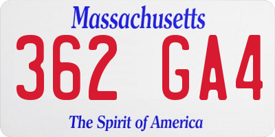 MA license plate 362GA4
