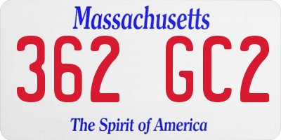 MA license plate 362GC2