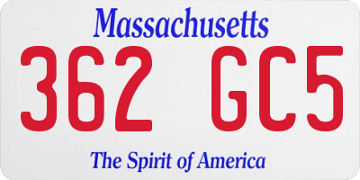 MA license plate 362GC5