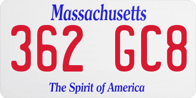 MA license plate 362GC8