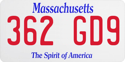 MA license plate 362GD9