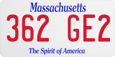 MA license plate 362GE2