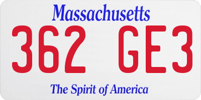MA license plate 362GE3