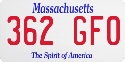 MA license plate 362GF0
