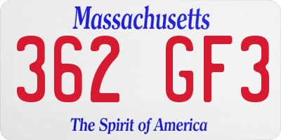 MA license plate 362GF3