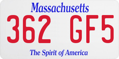 MA license plate 362GF5