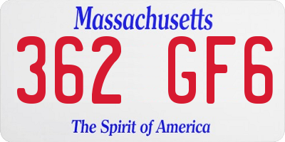 MA license plate 362GF6
